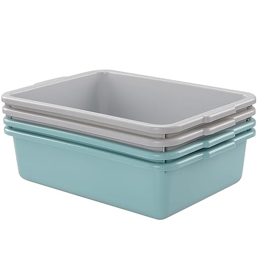 13 L Commercial Bus Tub Plastic Wash Tub Dishpan 4 Packs