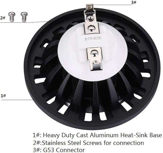 Arrownine PAR36 LED Landscape Bulb9-17V AC/DC Water Resistant Dimmable for Landscape Lighting Outdoor Well Lights Tree Flag Pole Uplight 10Watts Warm White 2700K Black Finish