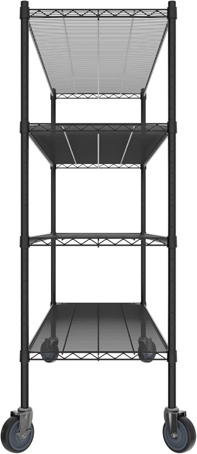 Commercial NSF Listed Black Epoxy Mobile Wire Shelving Kit 21 x 72 x 60 with 4 Shelves Perfect for Warehouse Walk-in Refrigerator Freezer Grocery Store Restaurant Dishroom