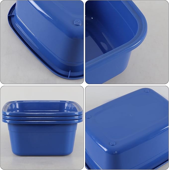 18 Quart Plastic Wash Basin 3 Pack Rectangular Dishpan Tub Dark Blue