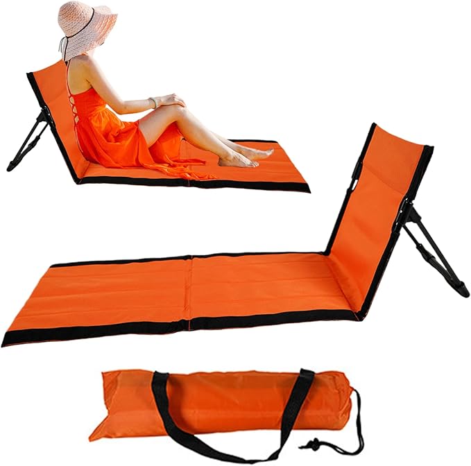 Portable Beach Lounger Reclining Beach Mat 15x43.3x15.8'' Oxford Cloth Waterproof Foldable Beach Lounge Chair Lightweight &amp Portable Beach Lounger for Adults Holidays Camping Park