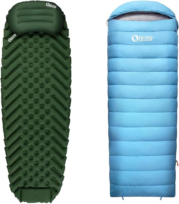 Sleeping Pad and Pillow with 300Fill Power Down Sleeping Bag