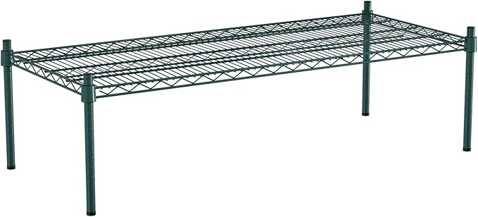 21 x 48 NSF Green Wire Stationary Dunnage Storage Rack with 14 Posts Ideal for Commercial Kitchen Home Garage Warehouse Shelters