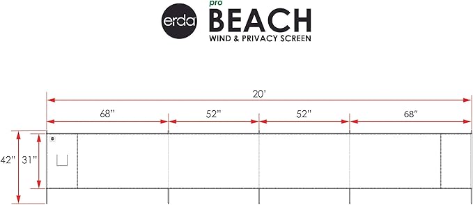 erda Liberty Stripe Pro Beach Recycled Polyester Rip-Stop 20 ft Lightweight Windscreen Privacy Screen Wind Blocker Free Matching Shoulder Bag