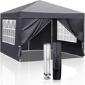 10x10ft Outdoor Pop Up Canopy Portable Instant Canopy Tent with 4 Sidewalls for Outdoor Events Party Wedding Birthday Graduation Dark Grey