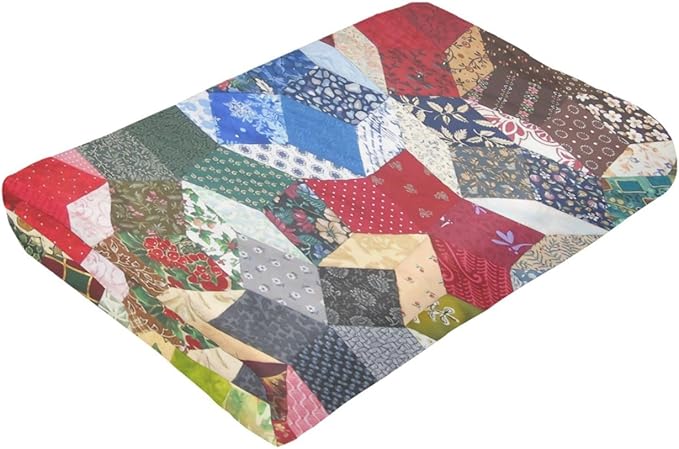 80X60 Wonky Star Quilt Lightweight Flannel Blanket - Soft and Breathable Polyester Suitable for Travel Camping and Home Decoration