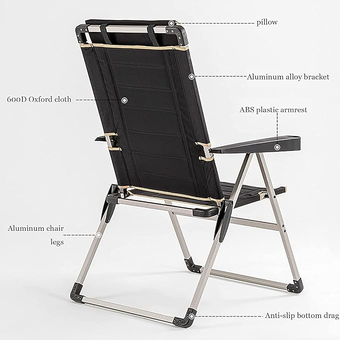 Camping Chair Camp Chair High Back Camping Chair Folding Chair Portable Oversized Armchairs Fishing Camping Beach Deck Chair Folding Chairs Outdoor Fishing Chair