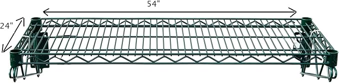 Premium Epoxy Green Wire Wall Shelf | NSF Certified | Heavy-Duty Wall-Mounted Storage Rack for Kitchen Utility &amp Food Service (24 x 54)