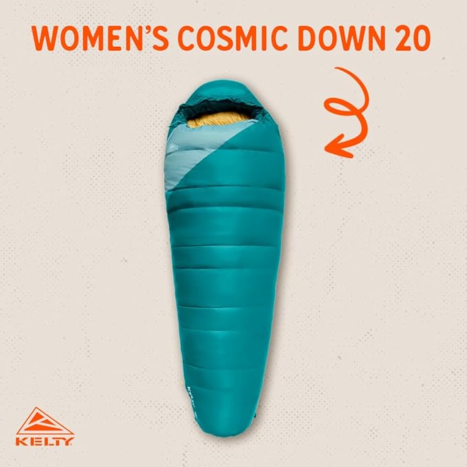 Kelty Cosmic 20 Down Mummy Sleeping Bag for Backpacking Campers 550 Fill Power Recycled Fabrics with PFAS-Free DWR Designed in Sunny Colorado