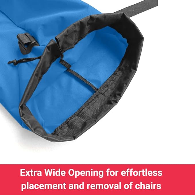 Heavy Duty Camping Chair Replacement Bag with Side Pocket Camp Cover Bags for Carrying Folding Chairs - 48 X 11 Inches Durable 600D Oxford Fabric Extra Wide Mouth Adjustable Strap for Carry (Blue)