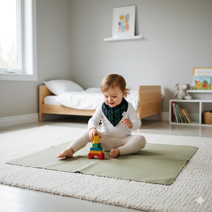 Uniklook Vegan Leather Reversible Multipurpose Paly mat Kids Infant Picnic Blanket - Waterproof Baby Splat mat for High Chair Sand Proof Beach Blanket Indoor Outdoor (Hunter Tan)