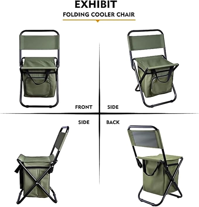 Fishing Chair with Cooler Bag Compact Fishing Stool Foldable Camping Chair Outdoor Folding Ice Bag Chair with Storage Bag (Size : Camouflage)