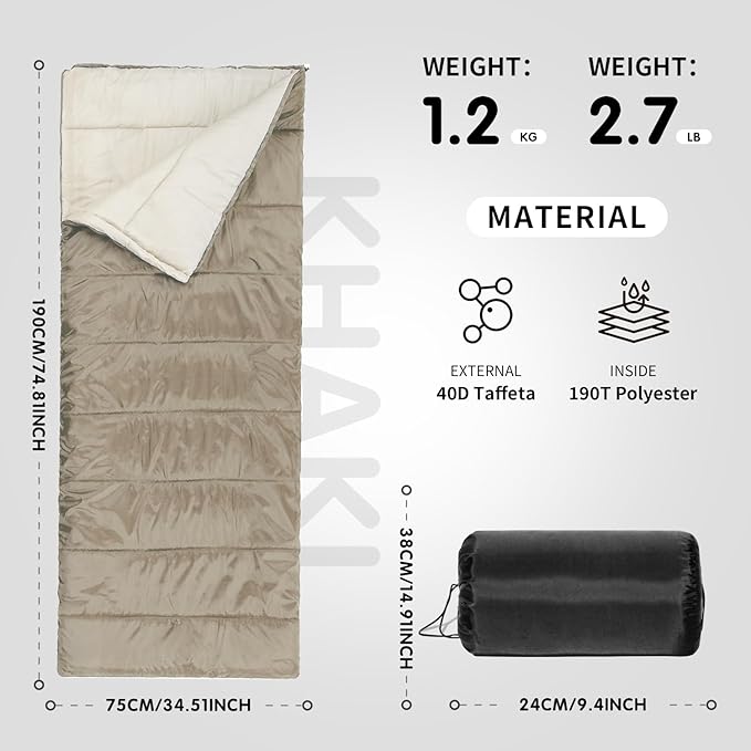 Sleeping Bag for Adults – 4 Season Camping Sleeping Bag Lightweight for Backpacking &amp Hiking Waterproof Shell Warm &amp Roomy Machine WashableBackpacking Camping Sleeping
