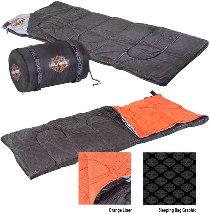 Harley-Davidson Bar &amp Shield Custom Sleeping Bag Black &amp Orange HDL-10016