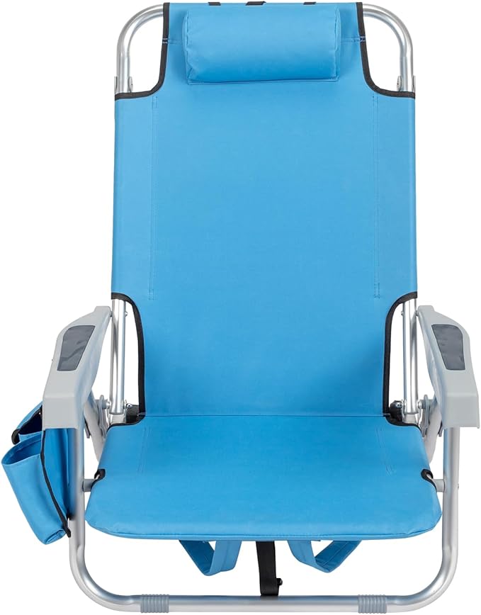 Folding Beach Chair Oxford Cloth Beach/Outdoor Picnic Camping Game Adjustable Lightweight Space Saving Blue