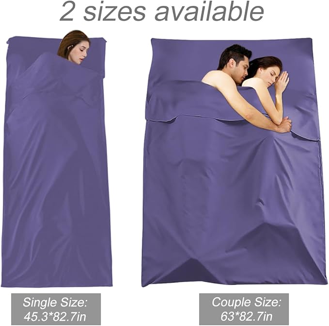 Sleeping Bag Liner Travel Camping Sheet Lightweight Portable Sleeping Sheets for Outdoor Travel Backpacking Hiking Picnics Hotels