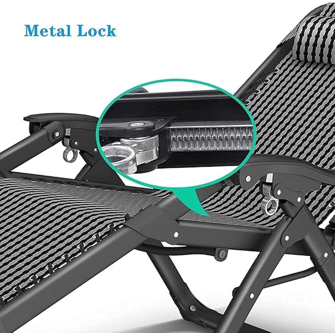 ReclinerFolding Sun Lounger Chair Garden FurnitureCamping Garden Deck Chairs Zero Gravity Recliner Reclining Waterproof Chaise Loungers Metal for Outdoor Office