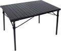 REDCAMP Roll Up Camping Tables That Fold Up Lightweight Portable Compact Metal Camp Table for Grill Outdoor Picnic Black Long