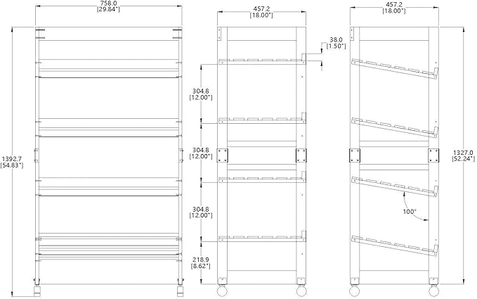 FixtureDisplays® 4-Tier Bakery Bread Rack with Angled Shelves Wooden Display Rack Bread Store Rack 30X18X55 101143