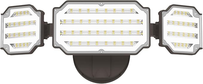 LEPOWER 4500LM Outdoor Flood Lights 45W LED Flood Light Exterior Flood Lights Switch Controlled 5000K 3 Adjustable Heads IP65 Waterproof Outdoor Lights for House Garage Yard Brown