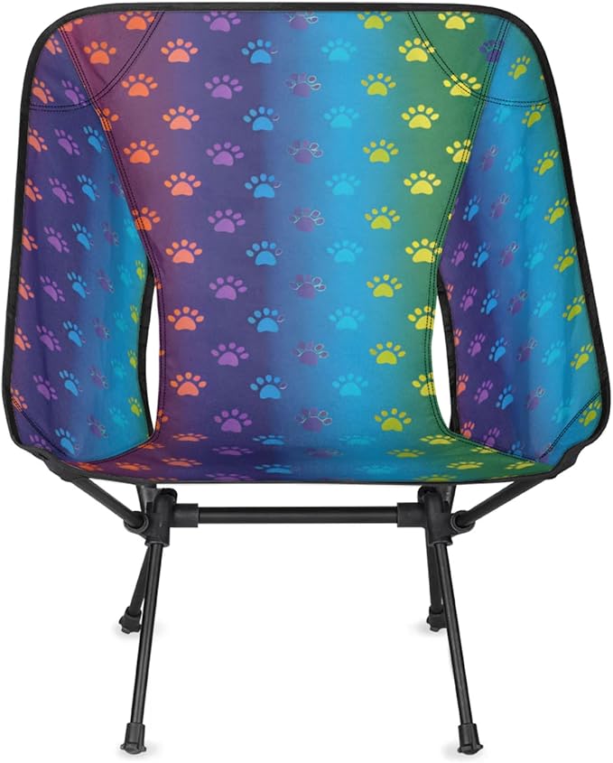 Honeybaby Folding Camping Chair Rainbow Paw Print Camping Chairs Lightweight Portable Chair Outdoor Foldable Chairs for Camping Travel Picnic Beach Hiking