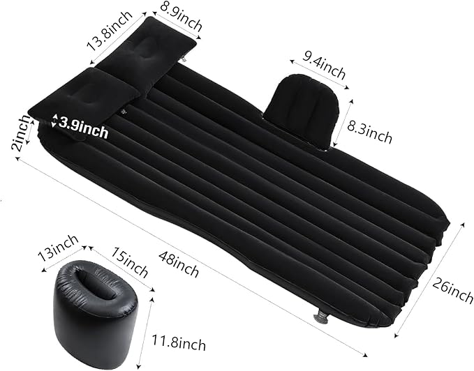 NovelBee Inflatable Car Air Mattress with Round Air Foot Piers Inflatable Camping Air Mattress Portable Camping Travel Sleeping Bed for Car SUV Truck