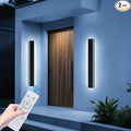 Upgrade Widened 2 Pack Black Outdoor Wall Sconce 47.2inch Dimmable Modern LED Exterior Light Fixture 3000K-6000K IP65 Waterproof Long Wall Mount Lamp for Fence Garden House with Remote Control