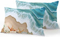Outdoor Pillows Waterproof Coastal Beach Ocean Bedding Throw Pillows with Insert for Couch Sofa Bed Nautical Starfish Shells Conch 12x20 Inch Pillowcases Camping Patio Pillow Set of 2