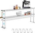 Double Overshelf of Stainless Steel 12'' x 72'' Weight Capacity 480lb Adjustable Commercial 2 Tier Shelf for 72 Prep &amp Work Table in Restaurant Home and Kitchen and Workshop