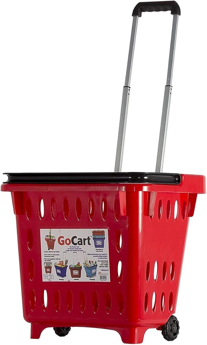 dbest Products Gocart Red (5 Pack) Grocery Cart Shopping Laundry Basket on Wheels