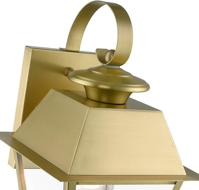 Livex Lighting Wentworth - 1 Light Small Outdoor Wall Lantern in Classic Style-12.5 Inches Tall and 7.5 Inches Wide-Natural Brass Finis