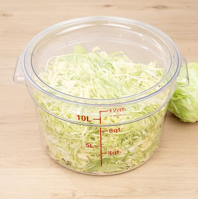 Restaurantware-LID ONLY: Met Lux Food Storage Container Lid 1 Round Marinating Container Lid - Containers Sold Separately With Date Indicator Clear Plastic Lid Dishwashable Freezable