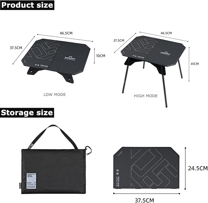 Folding Camp Table 2 in1 Adjustable Height(16 inch/4 inch) Foldable Camping Desk Outdoor Camping Table Picnic Table for Cooking Beach Hiking Travel Fishing BBQ