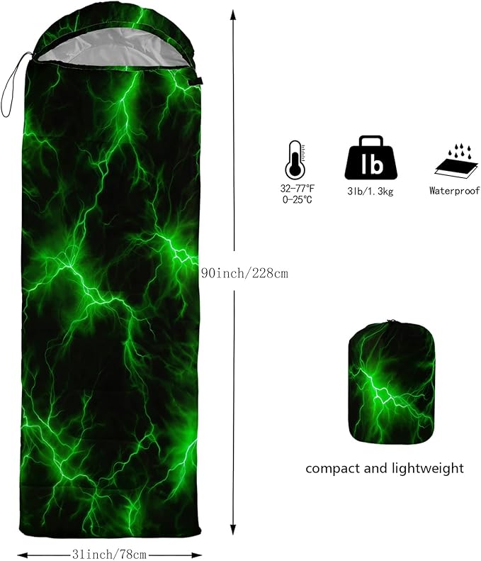 QOOMO Camping Sleeping Bags3 Season Warm &amp Cool WeatherLightweightWaterproof Sleeping Bags for Adults &amp KidsTravelingand OutdoorsCamping Gear Equipment