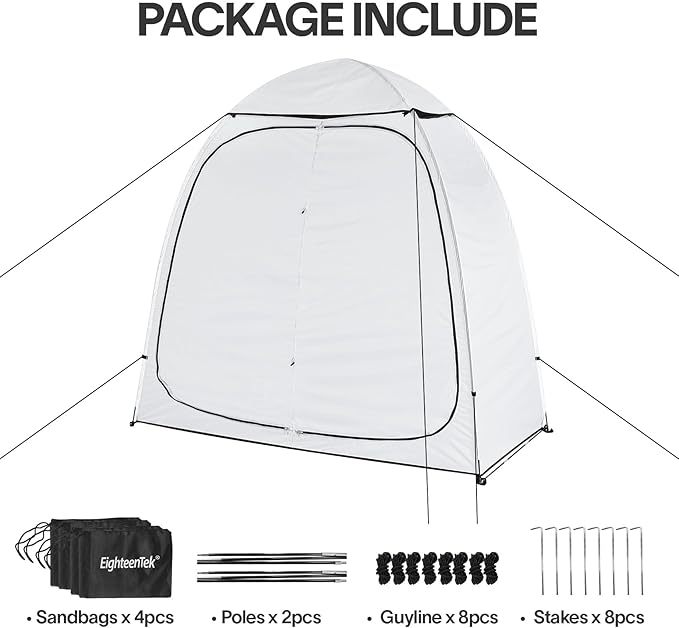 EighteenTek® Shower Tent Camping 2-Room Portable Changing Room Outdoor Shower Enclosure Pop Up Privacy Tent Shelter with Floor &amp Doors Waterproof &amp Lightweight Camping Toilet Bathroom