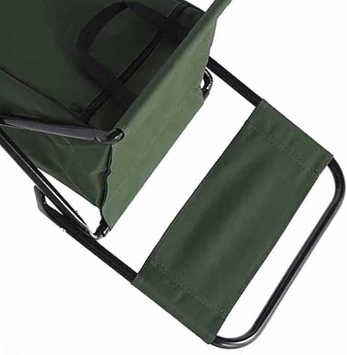 Folding Fishing Chair Portable Foldable Leisure Back Chair with Bag for Outdoor Camping Fishing Hiking Backpacking (Green)