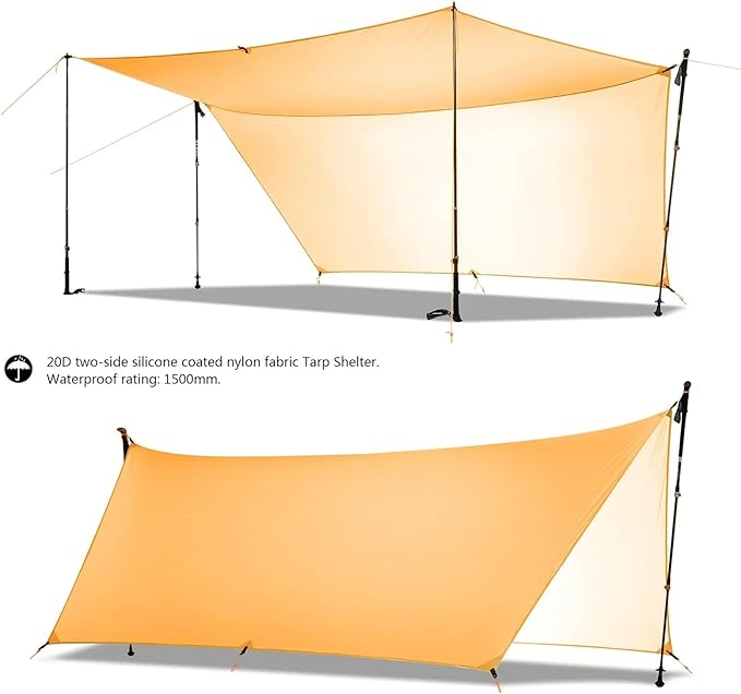 20D Two-Side Silicone Coated Nylon Tarp Ultralight Sun Shelter Beach Tent Pergola Awning Canopy Rainfly Camping Sunshelter