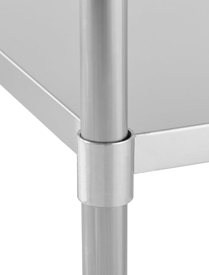 Kratos Stainless Steel Kitchen Prep Table 72x24 with Backsplash and Undershelf NSF Worktable for Restaurants - 18ga/430SS (28W-009)