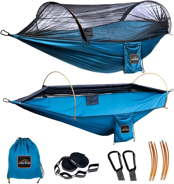 Professional Camping Hammocks with Mosquito Net Lightweight Double for Camping Hiking &amp Backpacking | Includes Two 10 FT Tree Straps 230T Nylon Design