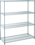 HUBERT Commercial NSF Heavy Duty Green Epoxy 4-Tier Wire Rack for Kitchen Warehouse Garage - 24 x 60 x 72