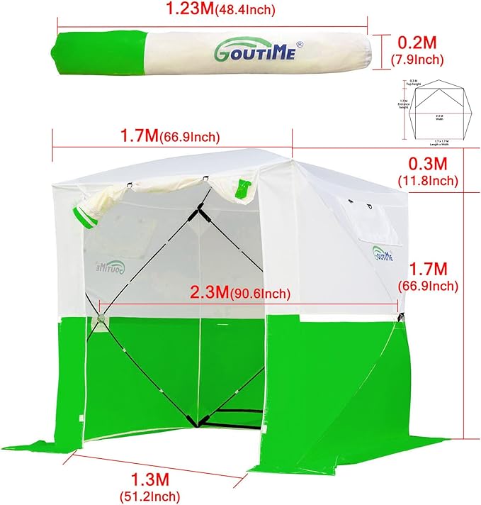 Goutime Professional Work TentInstant Pop-Up Canopy Tent 2x2m Heavy-Duty Portable Shelter for Construction Site Outdoor Workshop Warehouse &amp CampingGreen