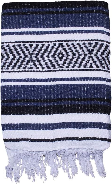 $averPak BodyForge Authentic Mexican Falsa Yoga Blanket (Blue/Black/White)