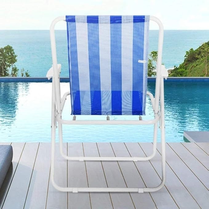 Camping Folding Chair High with Padded Armrests Lightweight Steel Frame Portable Reclining Outdoor Chair for Lawn Garden Patio