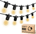 LED Outdoor String Lights Shatterproof Waterproof 108Ft (Maximum 918Ft) Hanging Warm 2700K S14 Edison Bulbs Lighting for Patio Yard Porch Bistro Garden (108FT)