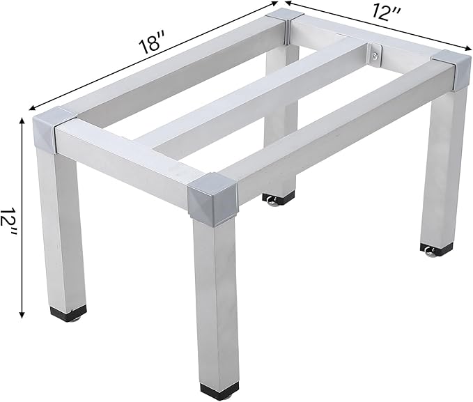 Acekool 1000 Lbs Heavy Duty Aluminum Storage Rack with Off-Floor Design18x12x12 Aluminum Storage Rack Rustproof and Space-Saving Ideal for Kitchen Restaurant Supermarket Garage and Vehicles