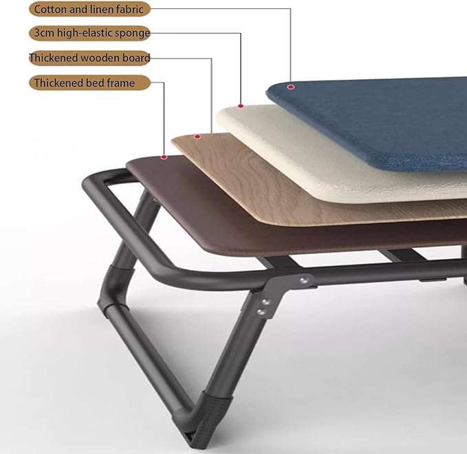 Single Camping Cot with Foam Mattress Portable Folding Bed for Sleeping 6-Position Folding Chaise Lounge Chair with Soft Pillow