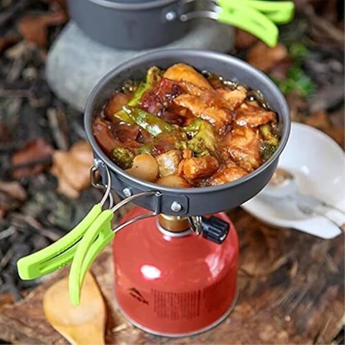 Camping Campfire Utensils Portable Camping Tableware Cooking Set Outdoor Cookware Pan Pot Bowl Spoon Utensils for Hiking Picnic Travel Backpacking Gear