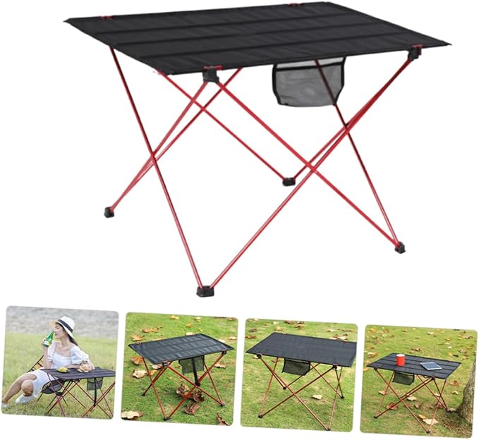 SUPVOX Outdoor Folding Picnic Table Set Lightweight Aluminum Alloy Easy Assembly Portable Camp Table for Picnics Camping Hiking Fishing and Outdoor Activities Medium Red
