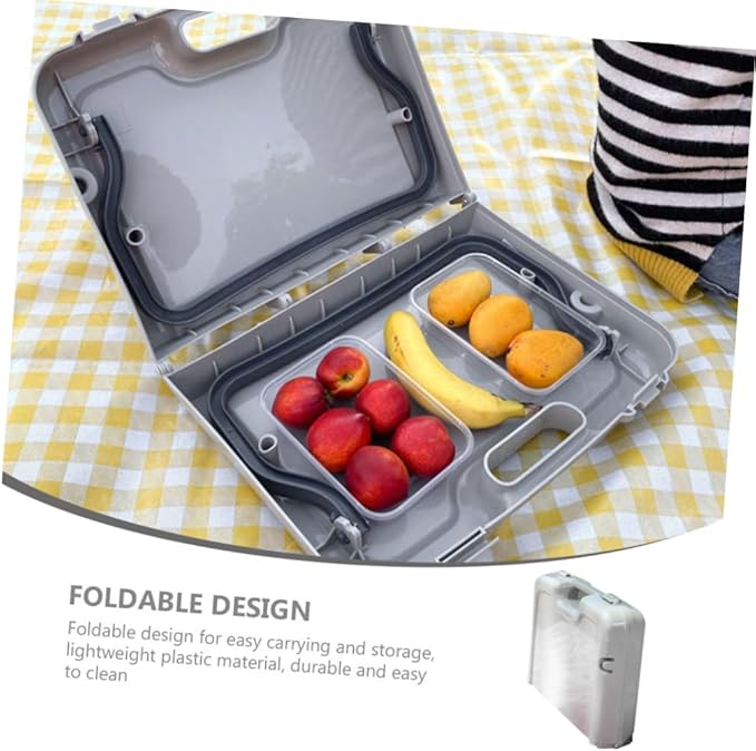 Folding Outdoor Picnic Table Portable Lightweight Camping Furniture for BBQ Beach and Hiking Spacious Design Construction Easy to Carry Grey
