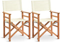 VINGLI Widen Folding Director Chair Set of 2 with Sturdy Wooden Frame &amp Beige Canvas Portable Durable for Outdoor Patio Camping Use Off-White